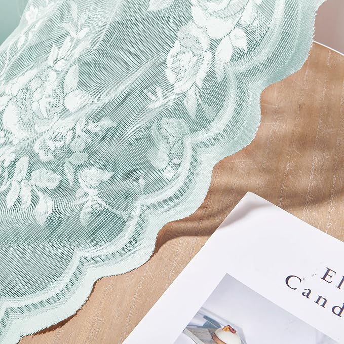 Pastel Turquoise Lace Curtains - Image 6