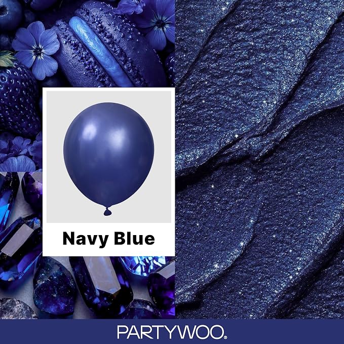 PartyWoo Navy Blue Balloons 100pcs Dark Blue Color 36 18 12 10 5 Inch | Balloons - Image 2