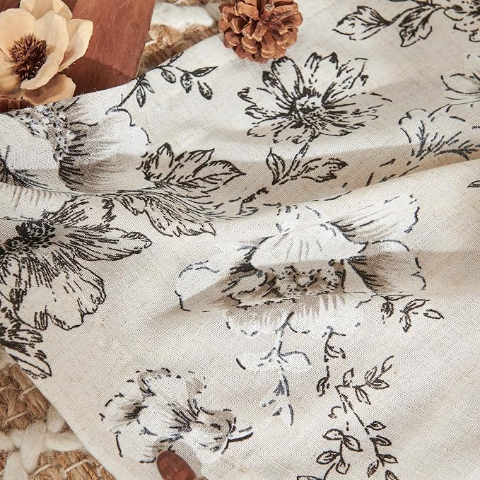 jinchan Floral Linen Curtains Lined 108 Inch Farmhouse Back Tab 2 Panels | - Image 9