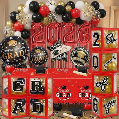 Black and Red Graduation Decorations Class of 2026 - Image 2