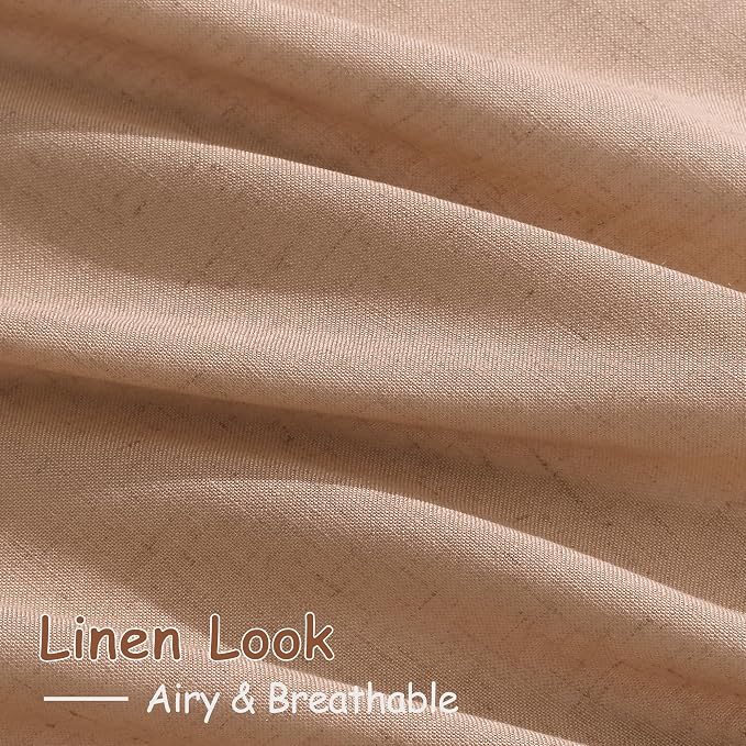 Peach Linen Curtains 90 Inch Long 2 Panels - Image 3