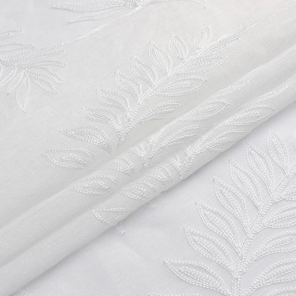 White Sheer Curtains Embroidered Leaf 2 Panels 96 Inches Long | Light Filtering - Image 5