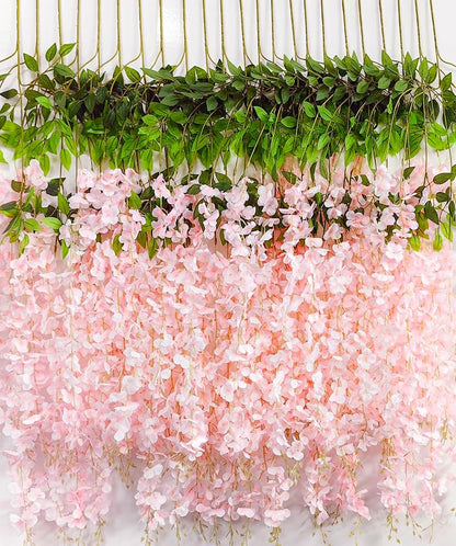 Wisteria Hanging Flowers 12 Pack Artificial Flowers Fake Wisteria Vine Rattan by HanYun
