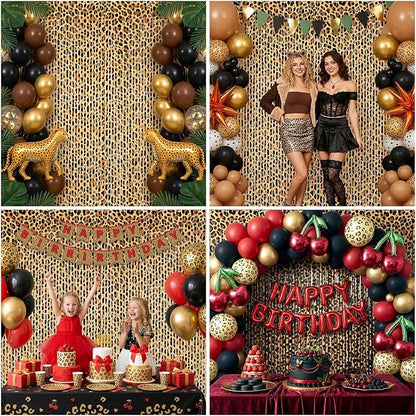 2 Packs Cheetah Prin Foil Fringe Curtain, Leopard Print Glitter Metallic Tinsel - Image 3