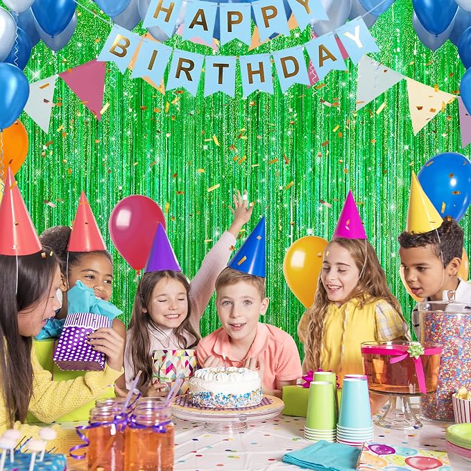 3 Pack 3.3 x 9.9 ft Holographic Green Tinsel Streamers Party Decorations | Foil - Image 7