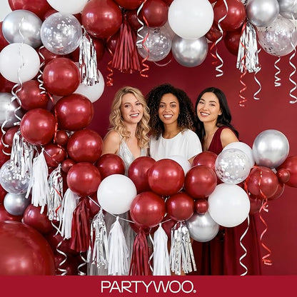 PartyWoo Burgundy Balloons 130pcs Dark Chestnut Red Maroon Color | 18 12 10 5 - Image 5