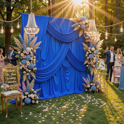 10ft x 10ft Wrinkle Free Royal Blue Backdrop Curtain - Image 8