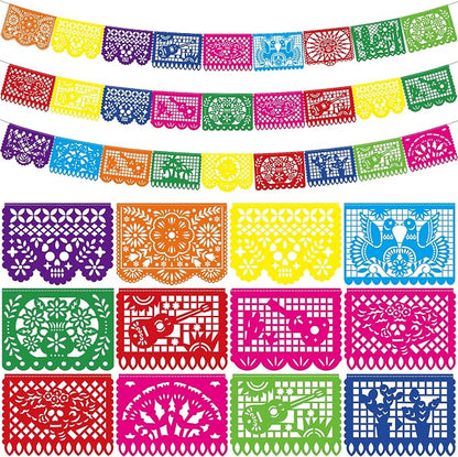 3 PCS Cinco De Mayo Decorations, Plastic Mexican Party Banner 55.2 FT Papel by Heartome