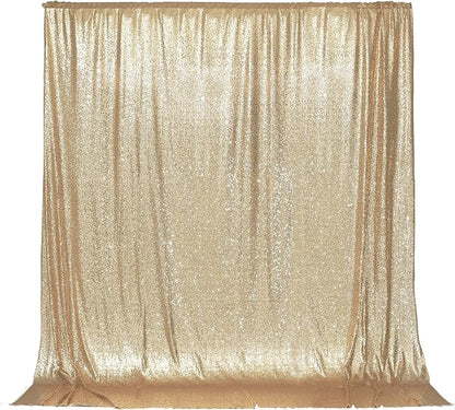 PartyDelight Light Gold Sequin Backdrop 6x7ft Sparkly Photo Curtain | 4 Inch by PartyDelight