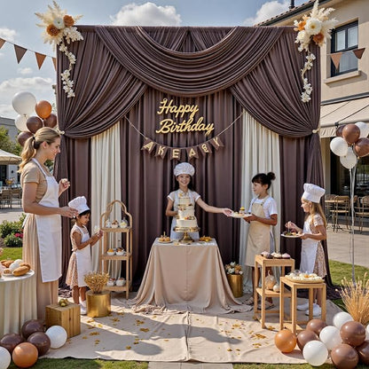 20ft x 12ft Brown Backdrop Curtains - Image 4