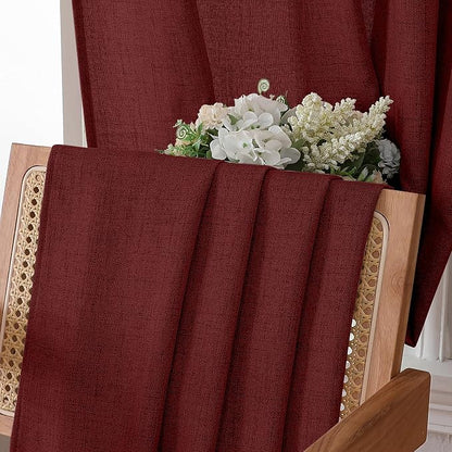 Tollpiz Short Linen Curtain Living Room Rod Pocket Semi Sheer Curtains Burlap - Image 6