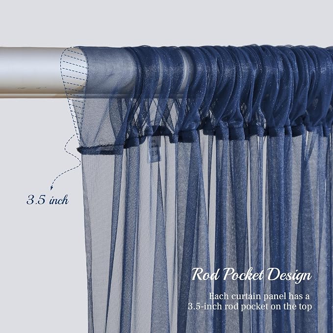 10x10ft Navy Blue Tulle Backdrop Curtain - Image 6