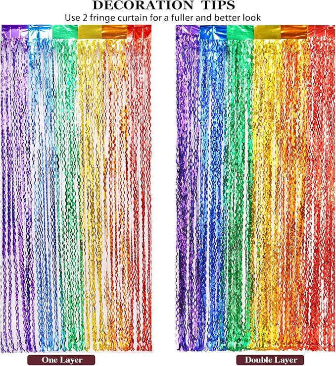 CYLMFC 3 Pack Rainbow Foil Curtains - Image 5
