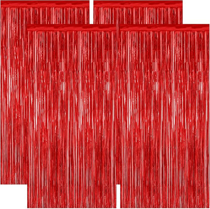 ZATAYE 4 Pack Red Valentines Christmas Foil Curtain Streamer Decorations | Red by ZATAYE