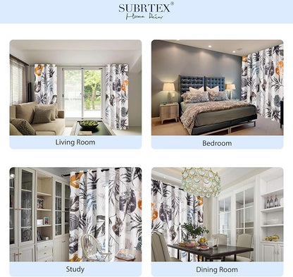 SUBRTEX Boho Leaf Printed Curtains 95 inch Long 2 Panels, Room Darkening - Image 6