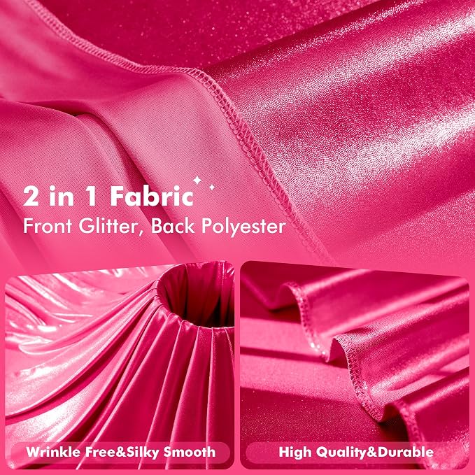 30x10ft Shimmer Hot Pink Sequin Backdrop Curtain - Image 2