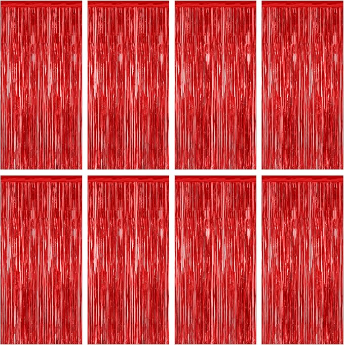 ZATAYE 8 Pack Red Valentines Christmas Foil Curtain Streamer Decorations | Red by ZATAYE