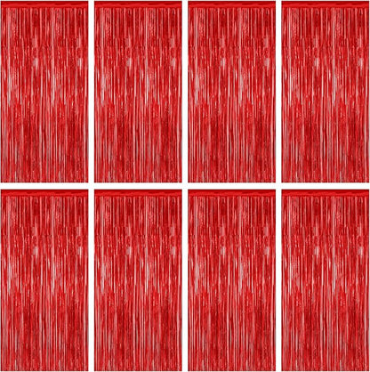 ZATAYE 8 Pack Red Valentines Christmas Foil Curtain Streamer Decorations | Red by ZATAYE