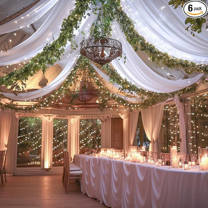 6 Panels White Ceiling Drapes by Shillance