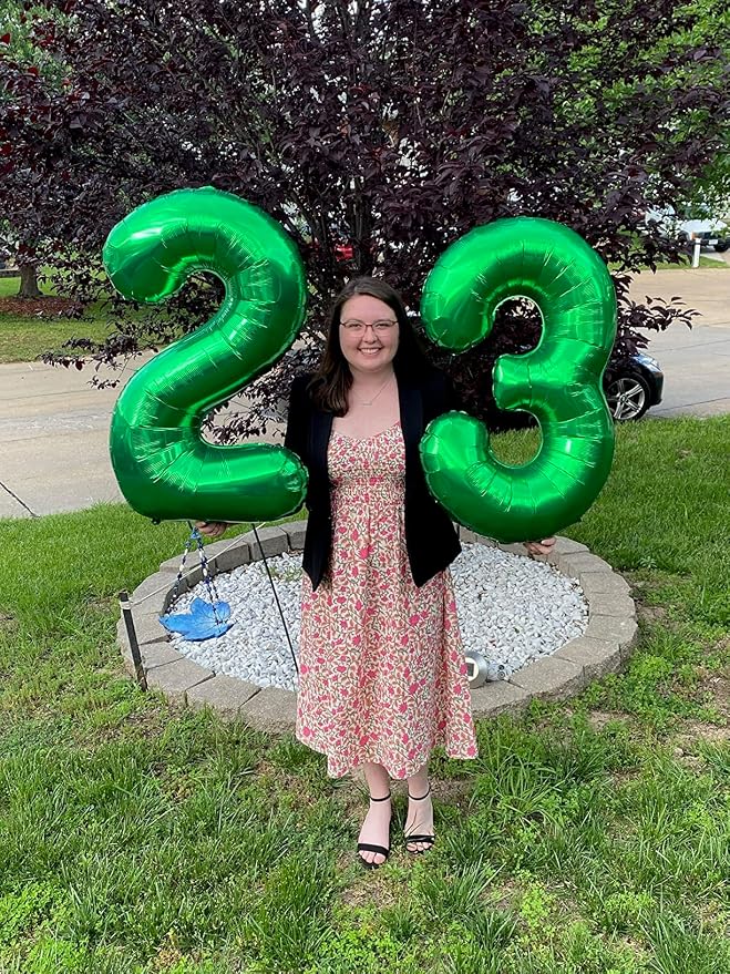 Number 2 Balloon Birthday Decorations, 40In Dark Green Balloons - Image 2
