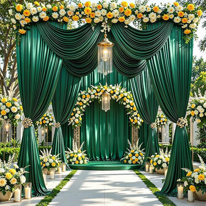 30x10ft Dark Green Glitter Backdrop Curtain - Image 4