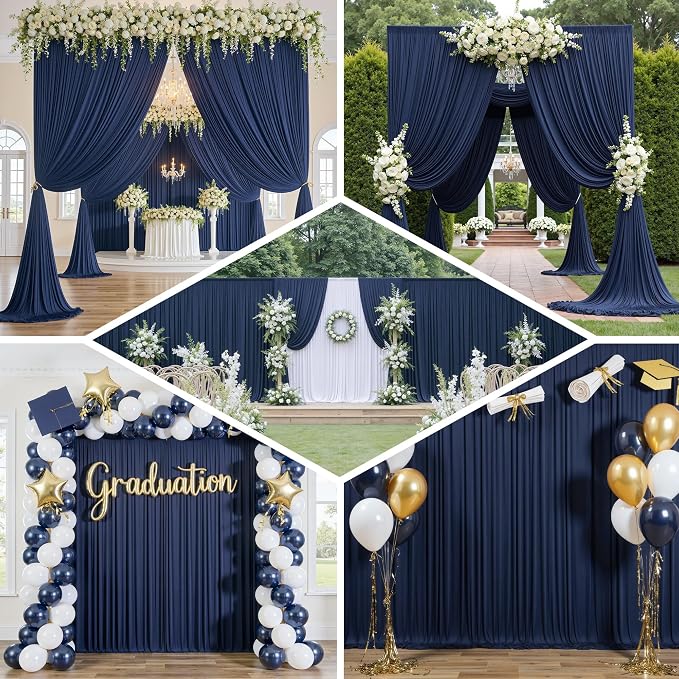 50ft×12ft Navy Blue Backdrop Curtain - Image 8
