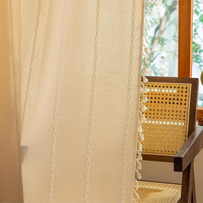 Sutuo Home Boho Curtains for Bedroom Dining Room Kitchen, Light Filtering Linen - Image 2
