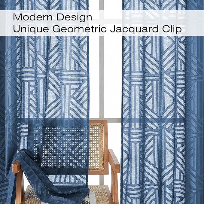 Simplebrand Dusty Blue Sheer Curtains 72 Inch Length 2 Panels - Image 3