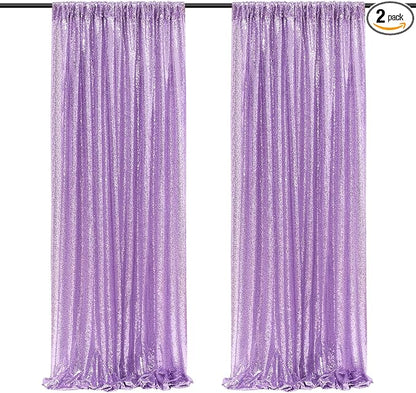 Lavender Sequin Backdrop Curtains, 2 Panels 2FTx8FT Lavender Curtain Backdrop by SoarDream