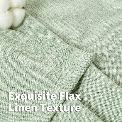 YoungsTex Sage Green Kitchen Window Curtains, Short Linen Drapes - Image 4