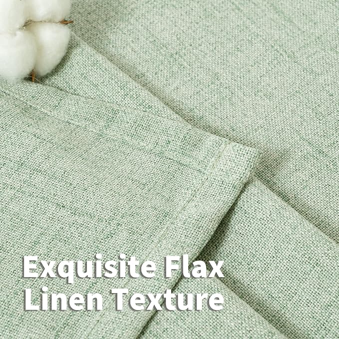 YoungsTex Sage Linen Curtains 63 Inch Length, Light Filtering Window Drapes - Image 4