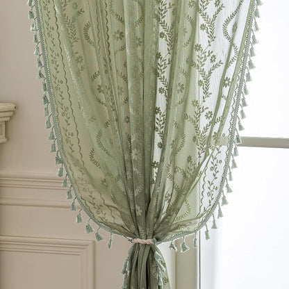 WAZZIO Boho Lace Curtains 2 Panels 96 Inch -Vintage Victorian Sheer Panel Drape by WAZZIO
