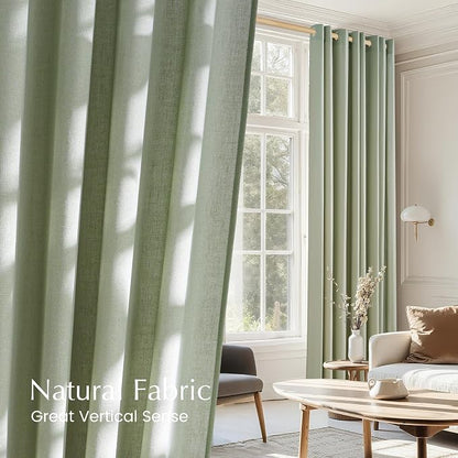 NICETOWN Thick Linen Greyish Green Curtains - Image 5
