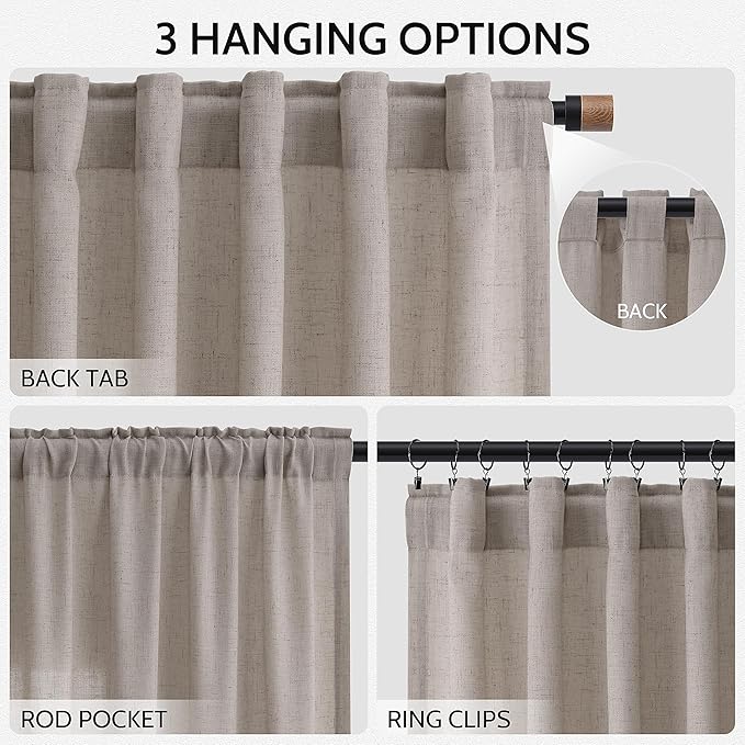 Stone Beige Curtains 90 Inches Long - Image 2