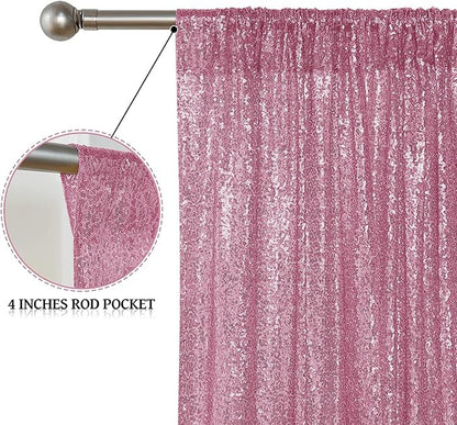 Sugargirl Pink Sequin Backdrop Curtain 4 Panels 2FTx8FT Glitter Pink Background - Image 5