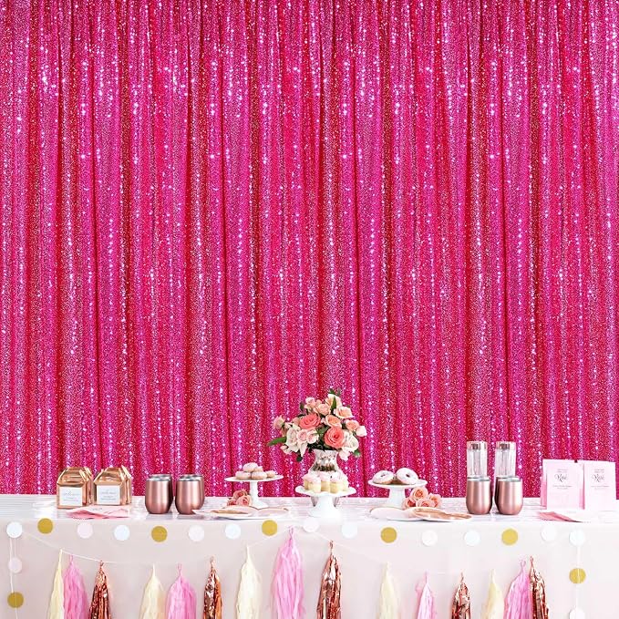 Hot Pink Sequin Backdrop Curtain - Image 6