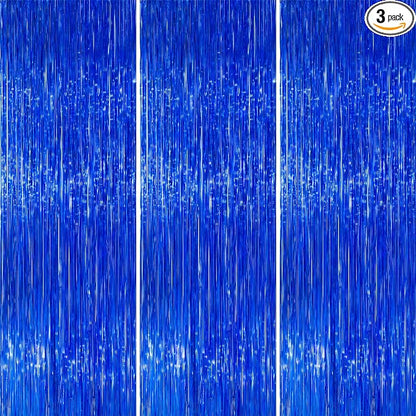 PartyWoo Dark Blue Navy Blue Foil Tinsel Streamers Fringe 8.2FT 3pcs | Dark by PartyWoo