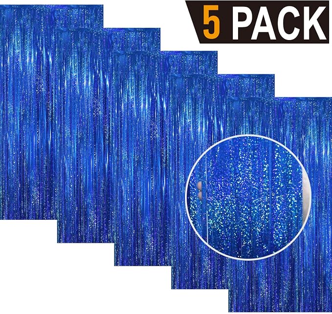 GOER 3.2 ft x 8.2 ft Metallic Tinsel Foil Fringe Curtains Party Photo Backdrop - Image 2