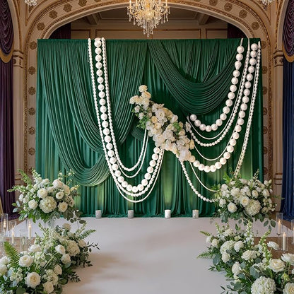 50ftx10ft Wrinkle Free Hunter Green Backdrop Curtains - Image 3