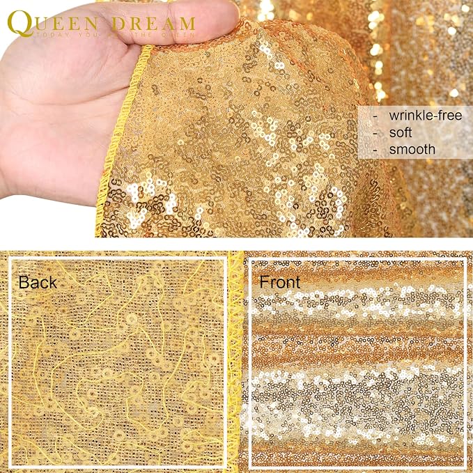 8ft x 8ft Gold Sequin Backdrop Curtain Glitter Photo Booth Backdrop | Sparkly - Image 6