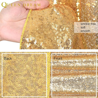 8ft x 8ft Gold Sequin Backdrop Curtain Glitter Photo Booth Backdrop | Sparkly - Image 6