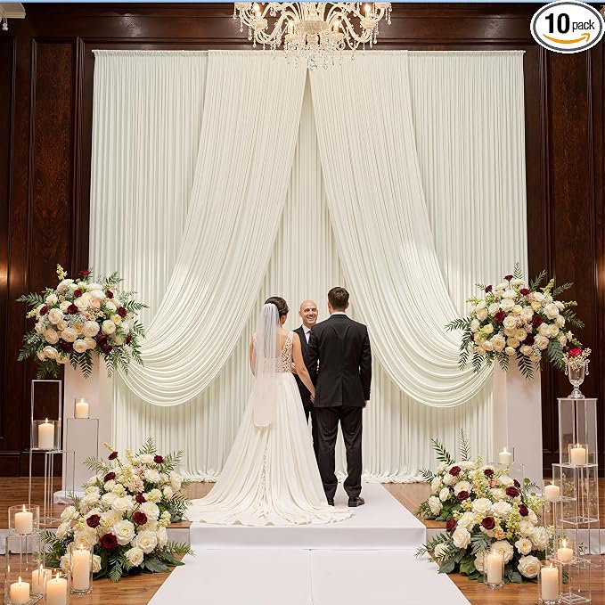 50ft x 15ft Ivory Backdrop Curtains by CO-AVE