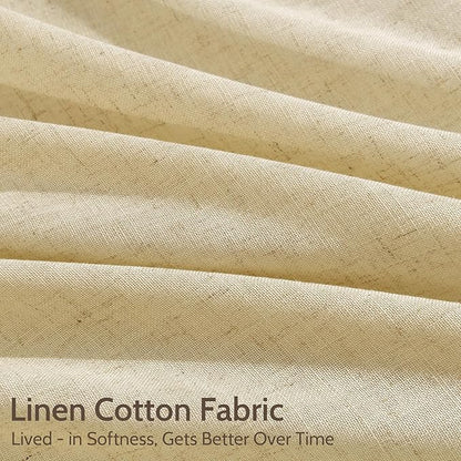 Cream Yellow Linen Curtains 90 Inches Long - Image 4