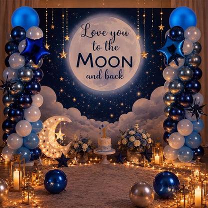 Skylety 2 Sets Blue Balloon Column Stand Kit Adjustable Metallic Blue Balloon - Image 5
