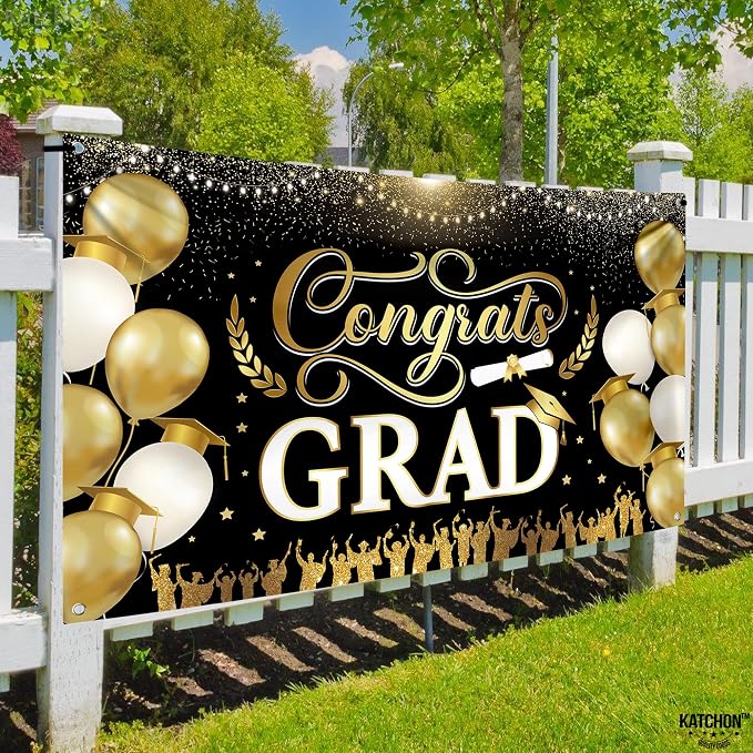 KatchOn Black and Gold Graduation Decorations 2026 Graduation Banner - Image 6