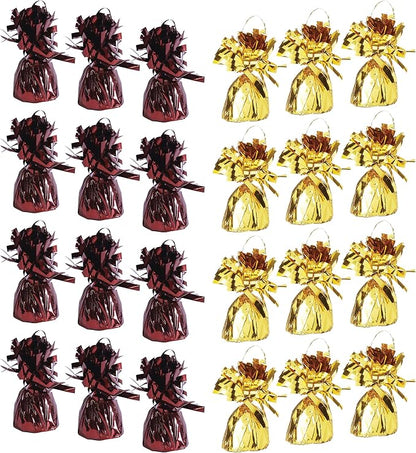 Beistle Metallic Balloon Weights – Pack of 24, Maroon and Gold Foil Wrapped by Beistle