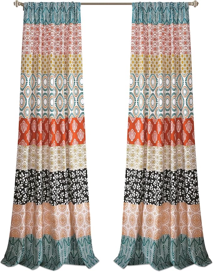 Lush Decor Bohemian Stripe Window Curtain Panels, Pair 52" W x 84" L Turquoise - Image 7