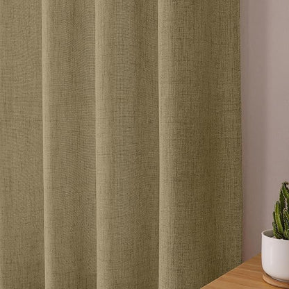 Tollpiz Short Linen Curtains Living Room Rod Pocket Semi Sheer Curtain Burlap - Image 8