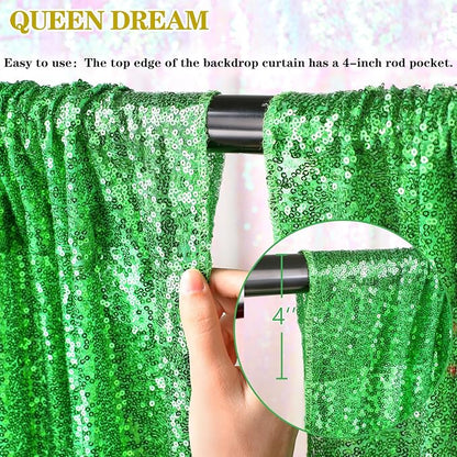 Sequin Backdrop Curtains 6 Packs 2ftx8ft Green Photo Background Drapes | - Image 5