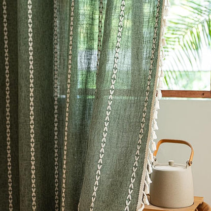 Sutuo Home Boho Curtains for Bedroom Dining Room, Semi Blackout Linen Farmhouse - Image 9
